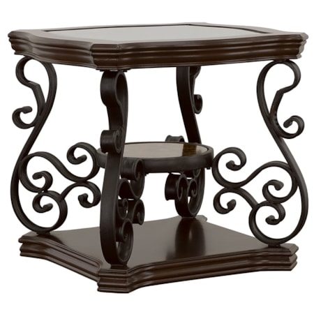 1-shelf Glass Top End Table Deep