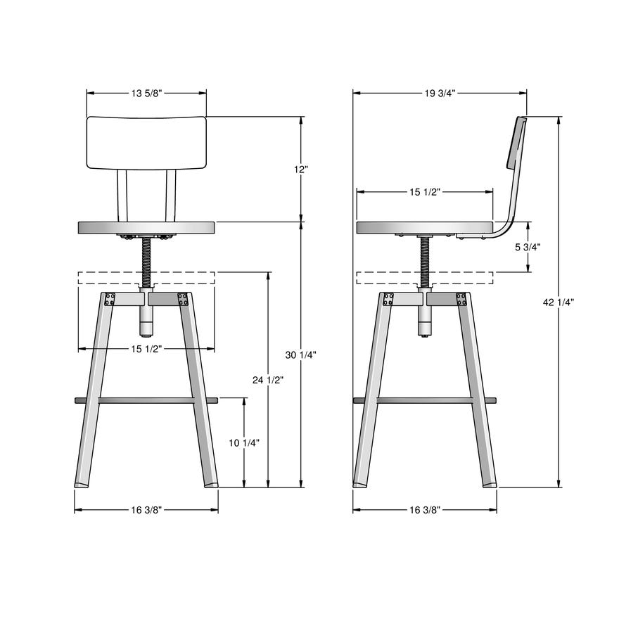 Adjustable Open Back Bar Stool