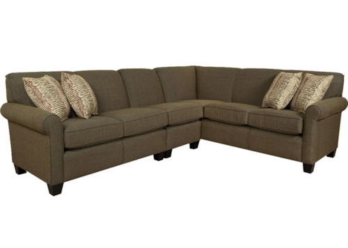 Transitional 3-Piece Sectional Sofa with Accent Pillows