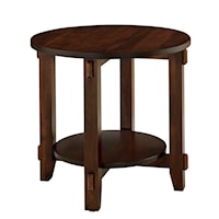 Round End Table with Lower Shelf