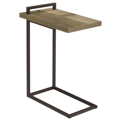 Maxwell C-Shaped Side Table Usb Charging Weathered Pine