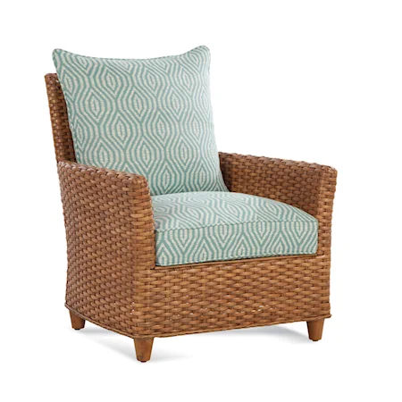 Tropical Accent Chair with Wood Legs