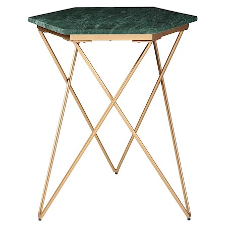 Contemporary Accent Table with Green Marble Top