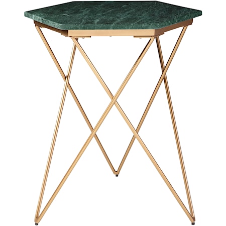 Contemporary Accent Table with Green Marble Top