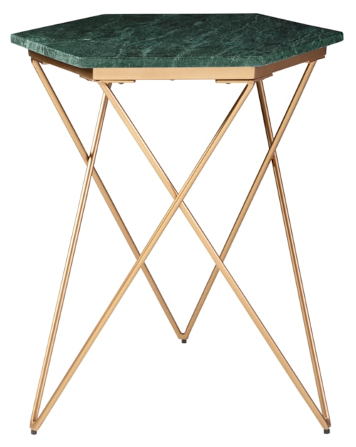Contemporary Accent Table with Green Marble Top