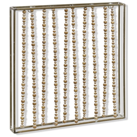 Metal Framed Wood Beaded Art