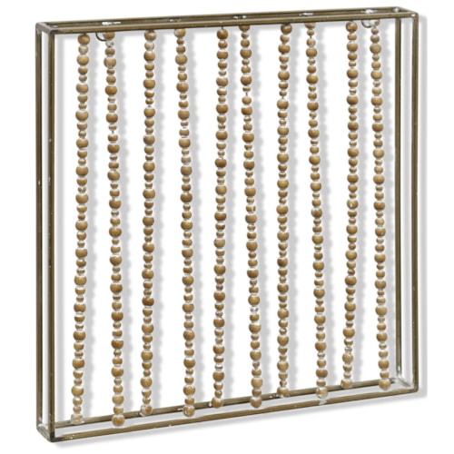 Metal Framed Wood Beaded Art