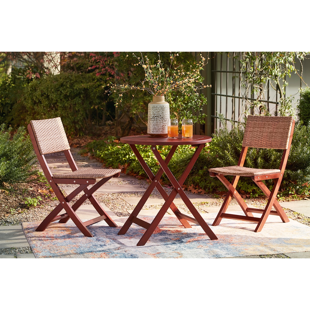 Benchcraft Safari Peak Outdoor Table and Chairs (Set of 3)