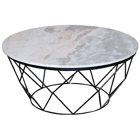 Transitional Cocktail Table with Marble Top