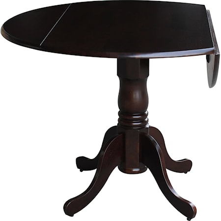 Transitional Round Dining Table with Drop Leaves
