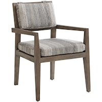 Contemporary Outdoor Teak Arm Dining Chair with Cushions