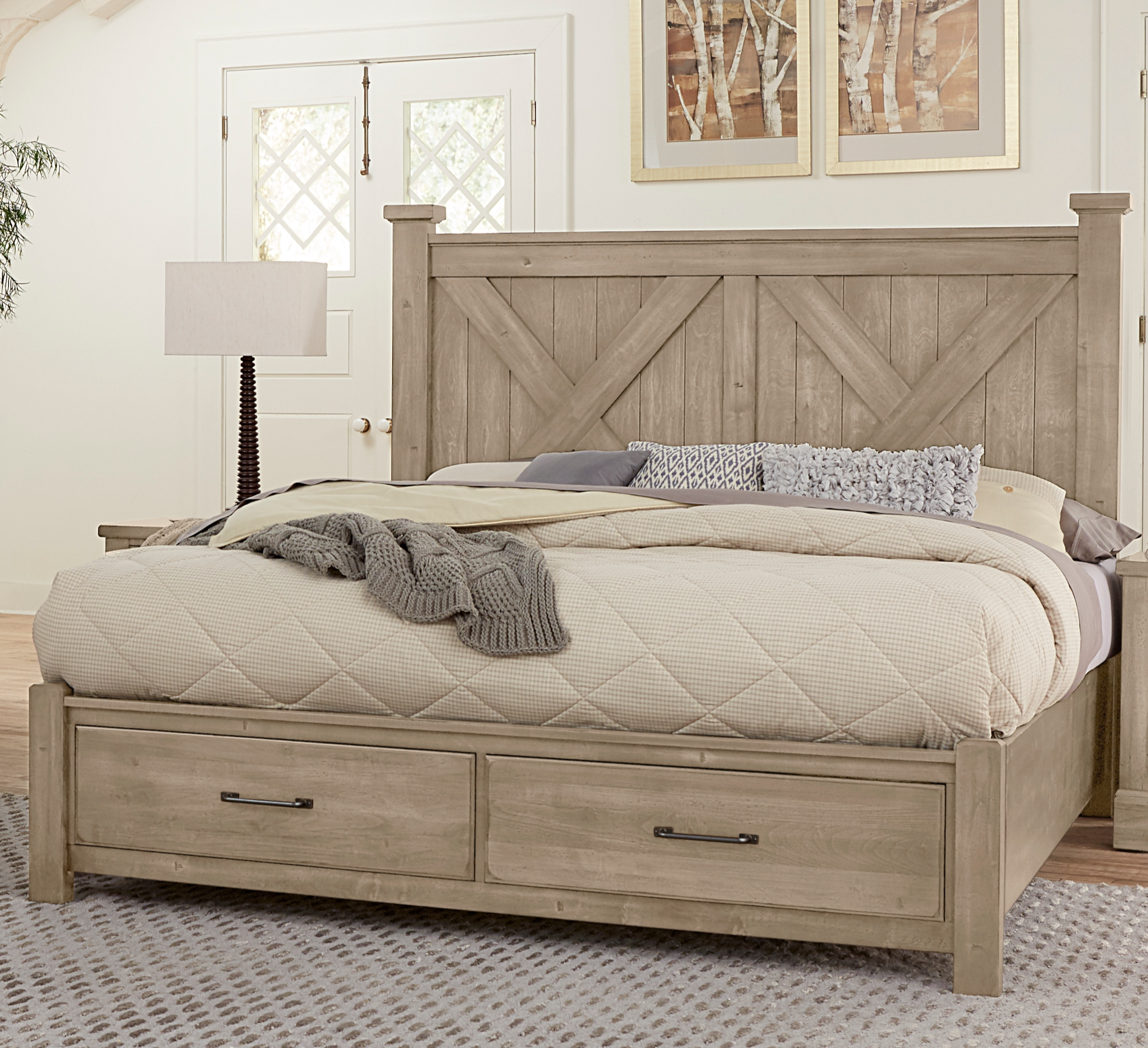 Queen "X" Panel Bed