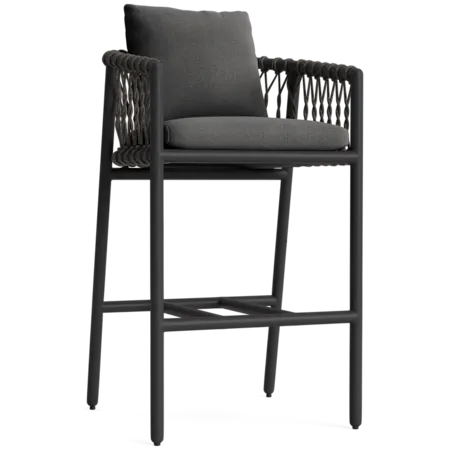 Cushioned Barrel-Back Rope Barstool