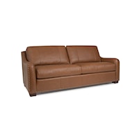 Customizable Leather Sofa with English Arms and Nailheads
