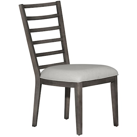 Contemporary Ladder Back Side Chair with Upholstered Seat