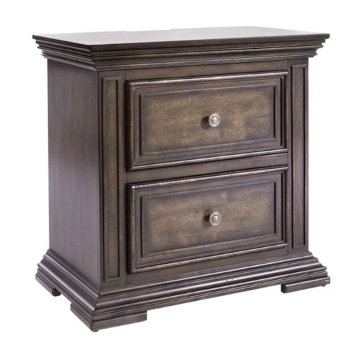 Relaxed Vintage 2-Drawer Nightstand with Charging Station