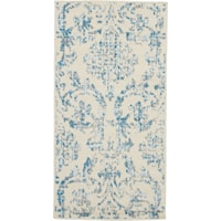 2' x 4' Ivory/Blue Rectangle Rug