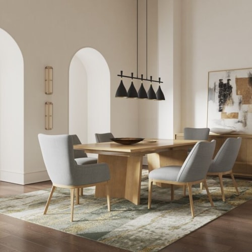 Contemporary 7-Piece Dining Set with Dining Arm Chairs