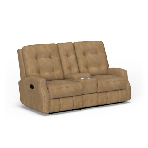 Button Tufted Manual Reclining Loveseat with Console