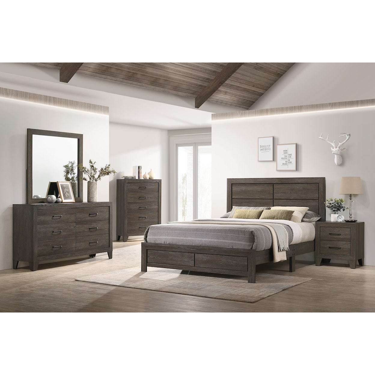 Crown Mark Hopkins King Platform Bed in One Box