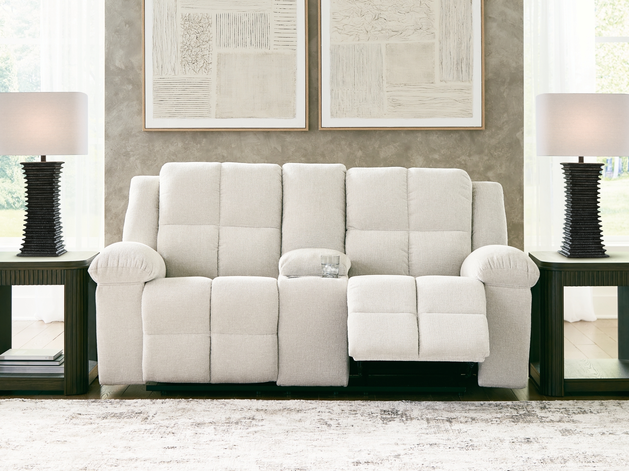 Ashley Orlen Dbl Rec Loveseat W/console