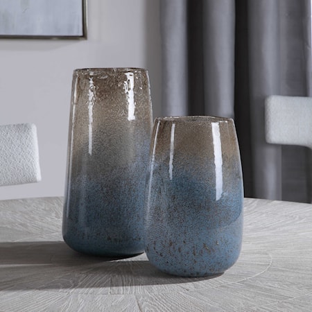 Ione Seeded Glass Vases, S/2