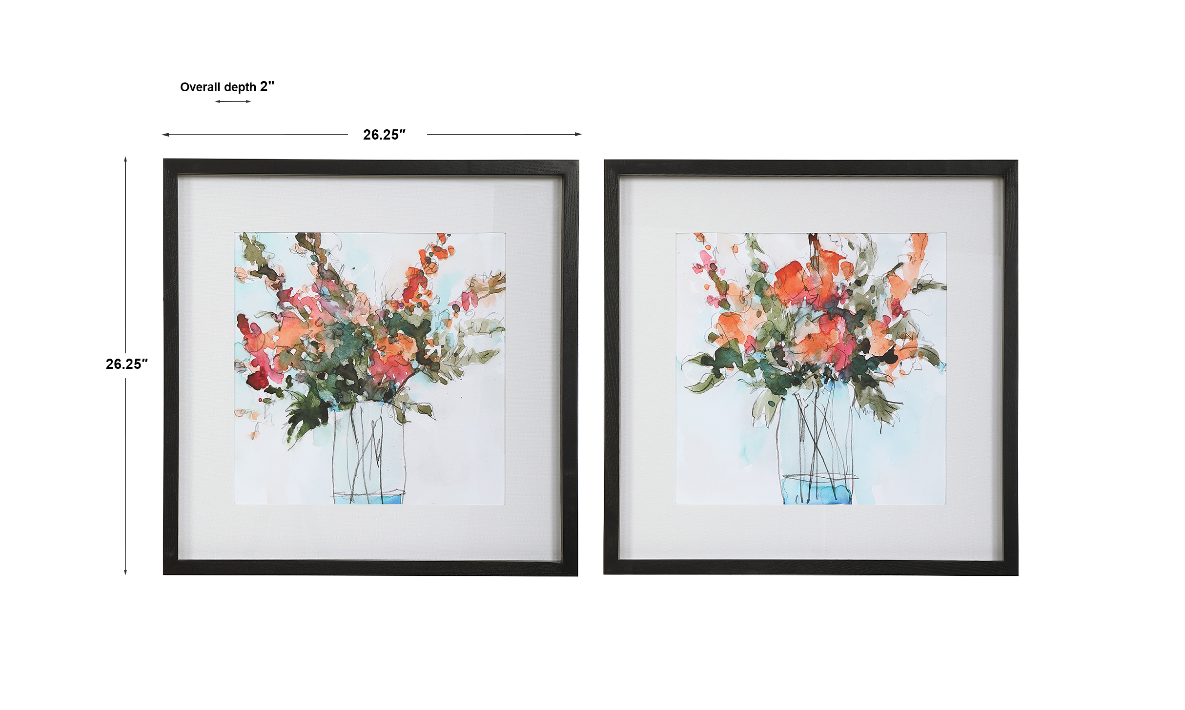 Uttermost Fresh Flowers Fresh Flowers Watercolor Prints S/2