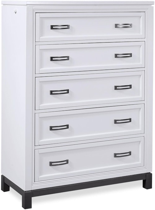 Transitional 5-Drawer Bedroom Chest with Pullout Valet Rods