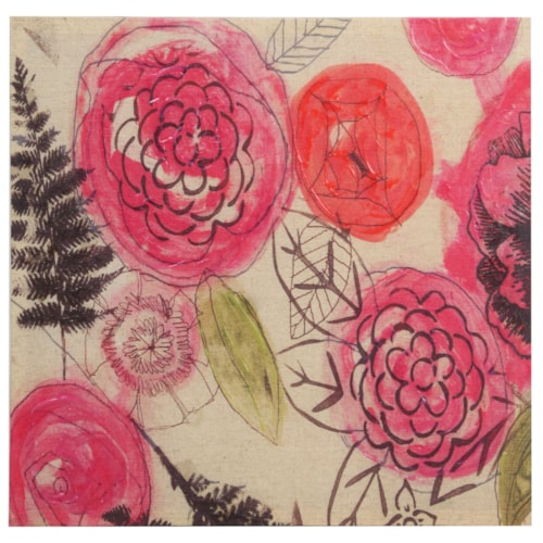 Pink and Red Acrylic Flowers on Canvas