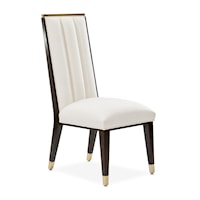 Transitional Upholstered Side Chair with Tapered Wood Leg