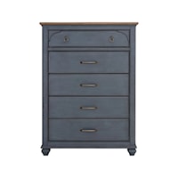 Traditional 5-Drawer Chest with Felt-Lined Top Drawers