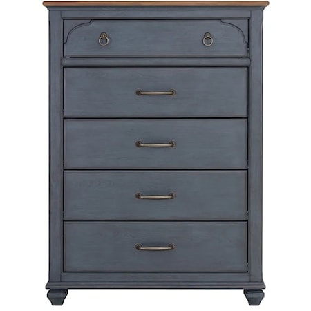 Traditional 5-Drawer Chest with Felt-Lined Top Drawers