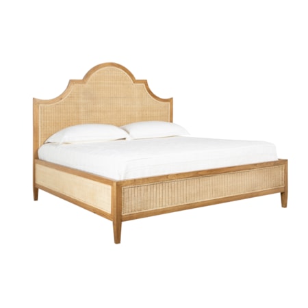 King Bed with Woven Rattan