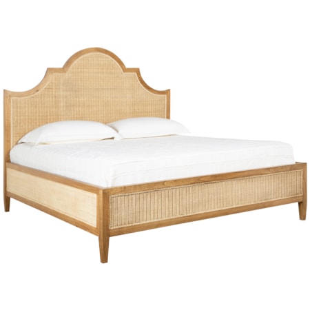 King Bed with Woven Rattan