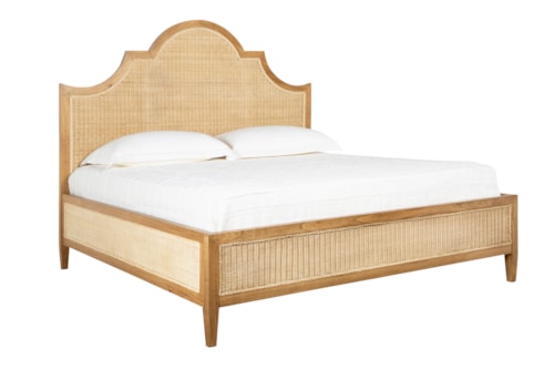 Traditional King Bed with Woven Rattan