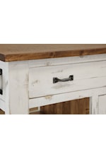 International Furniture Direct Pueblo Farmhouse Solid Wood Bench with Shelf