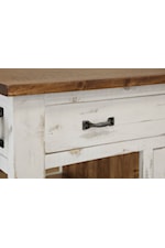 International Furniture Direct Pueblo Farmhouse Solid Wood Desk with Drawers
