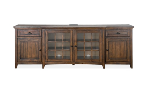 90" 4-Door TV Console with Charging Station