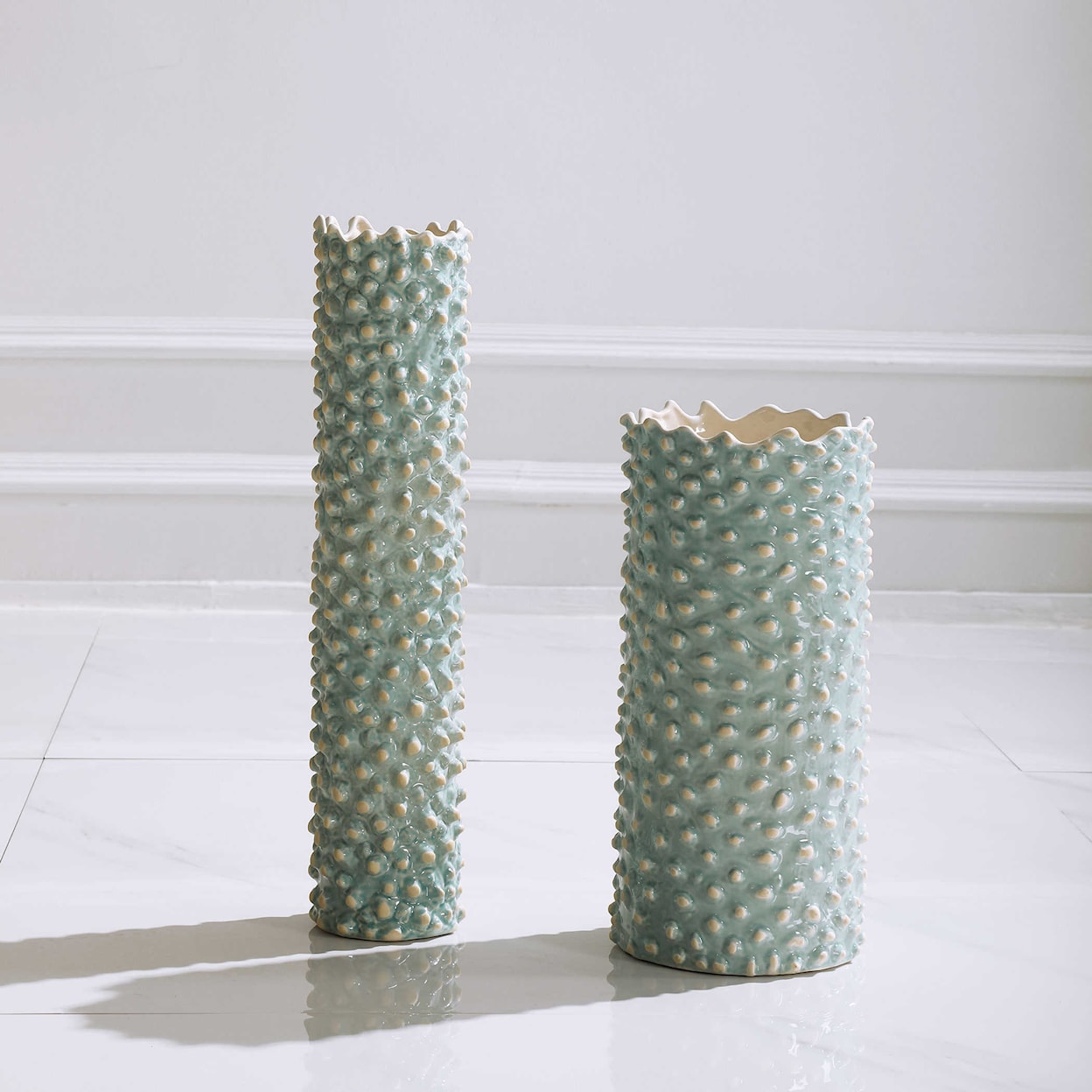 Uttermost Accessories - Vases and Urns Aqua Ceramic Vases, S/2