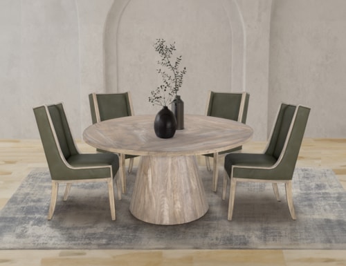 Modern Rustic 5-Piece Dining Set with Four Upholstered Side Chairs