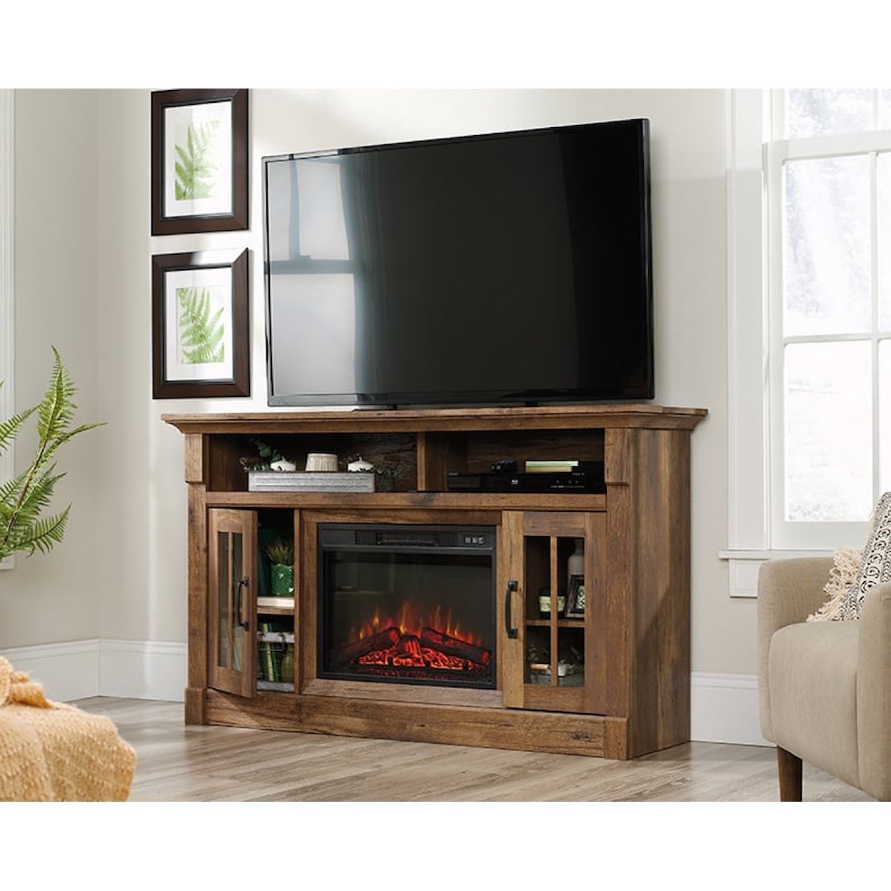 Sauder Misc Entertainment Fireplace TV Credenza