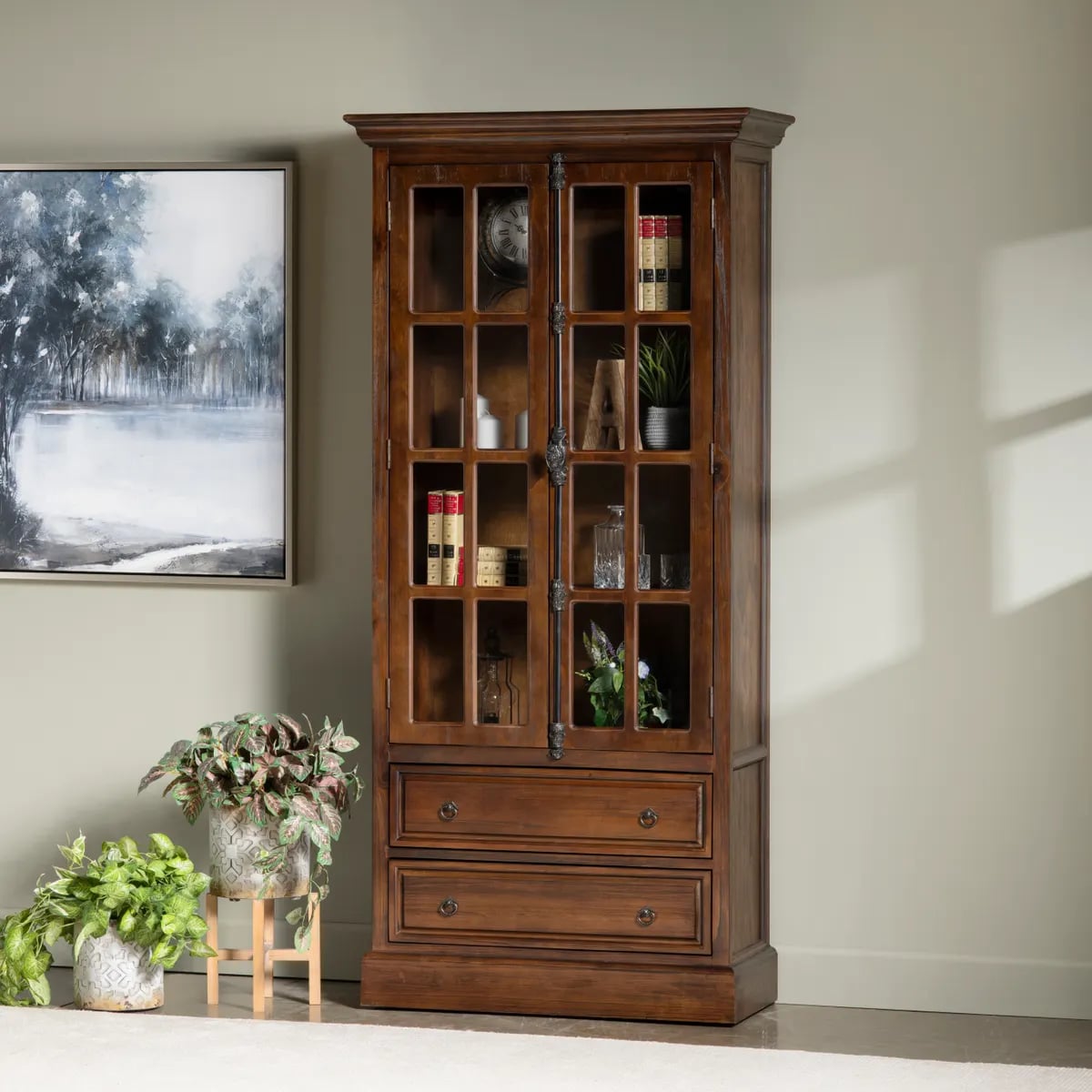 2-Door 2-Drawer Curio Cabinet