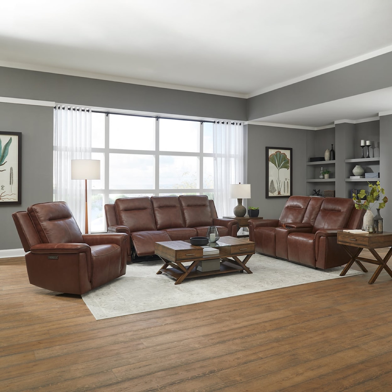 Liberty Furniture Avery Leather Power Reclining Sofa