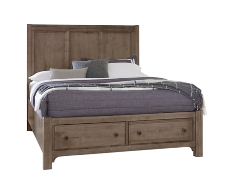 Farmhouse King Panel Bed with Footboard Storage