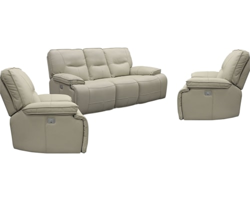 Casual Power Reclining Sofa and Dual Recliners Set with Power Headrests