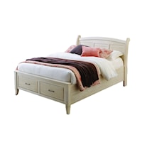 Queen Arched Panel Bed with Footboard Storage