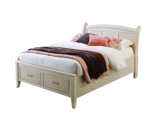 Queen Arched Panel Bed with Footboard Storage