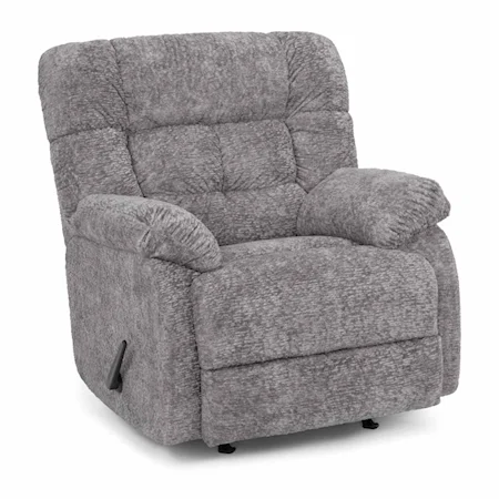 Casual Manual Rocker Recliner with Pillow Arms