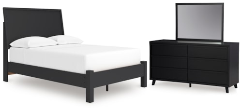 Full Panel Bed, Dresser And Mirror