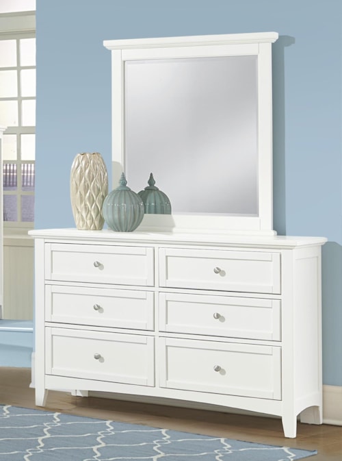 Transitional 6-Drawer Dresser and Vertical Mirror Set